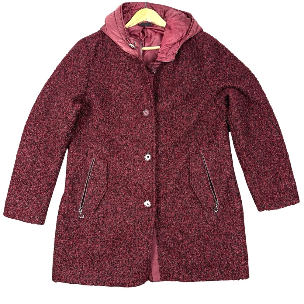 Laura Torelli Women's Size Medium Red Pink Puffer Jacket With Hood Sherpa